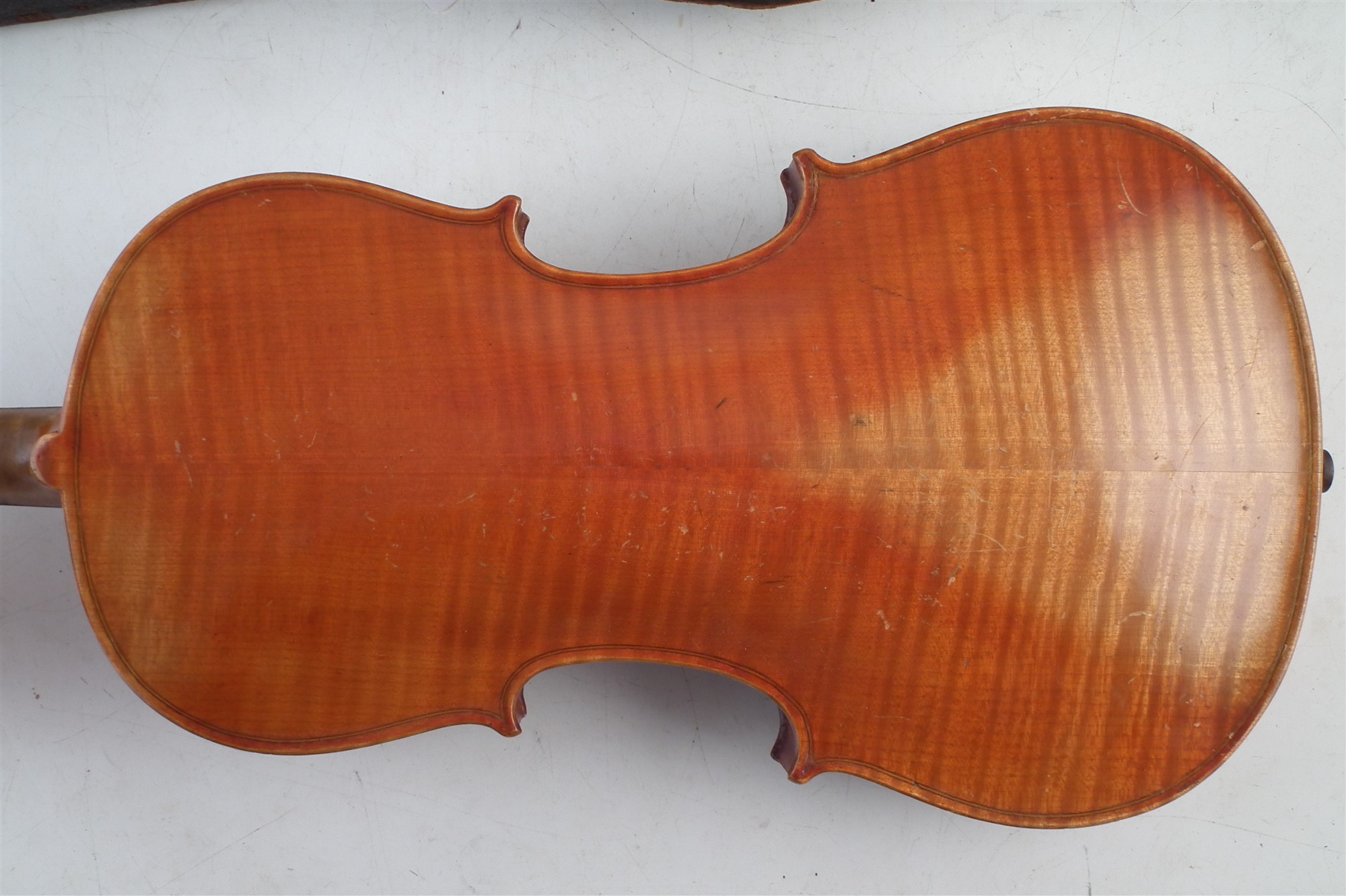 Violin, with two piece back measuring 36cm long, in fitted leather rectangular case. - Image 3 of 6