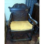 Victorian oak open armchair with panel back Condition reports are not available for our Interiors