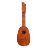 Pineapple shape soprano Ukulele signed by Harriett Stevens 1936, the back with HS initials, and