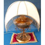 Modern urn shaped table lamp complete with beaded shade on gold painted base, 65cm tall. Condition