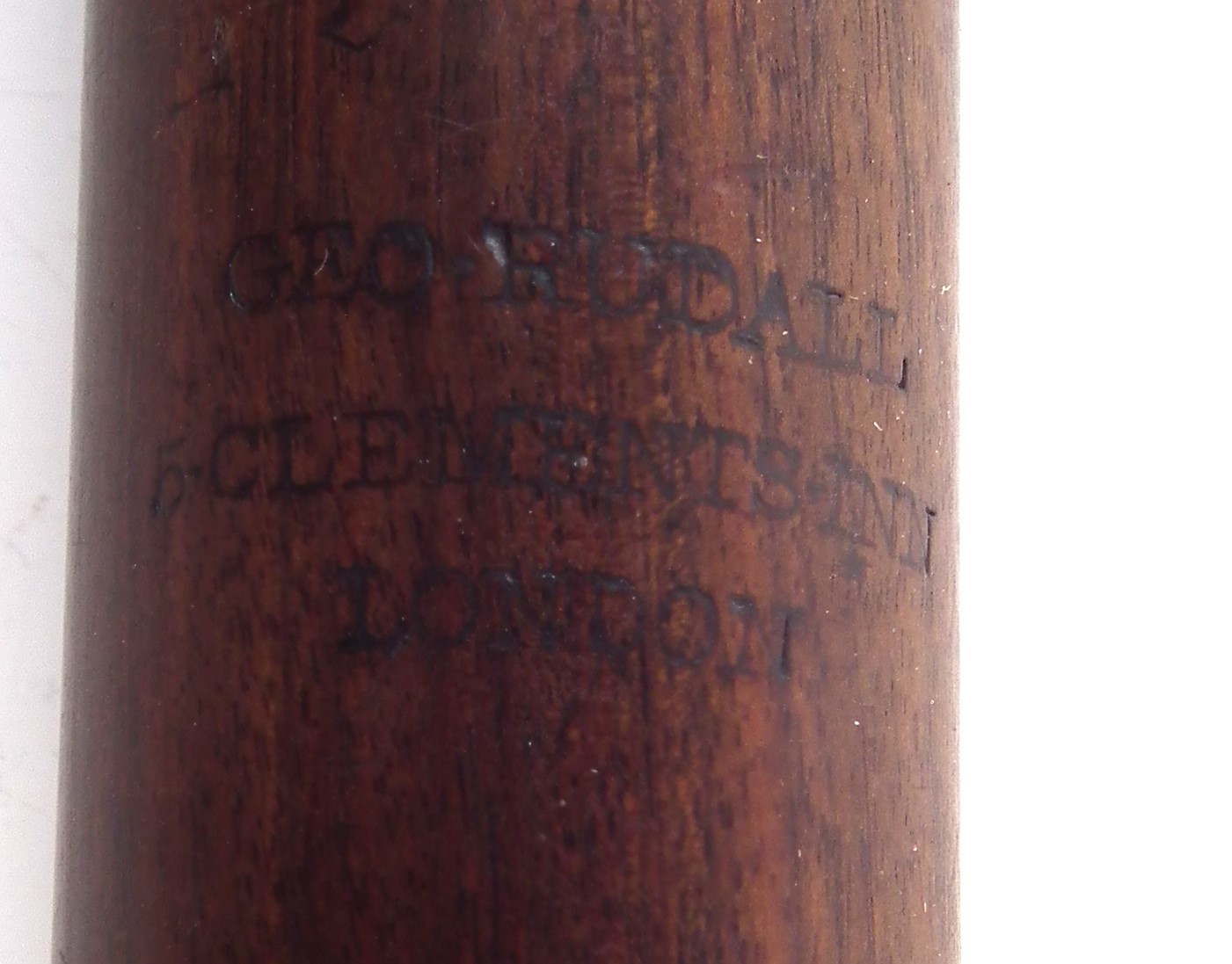 Four key flute by Geo. Rudall , (in F A=440) of Cocus wood, stamped with 5 Clements Inn London - Image 4 of 8