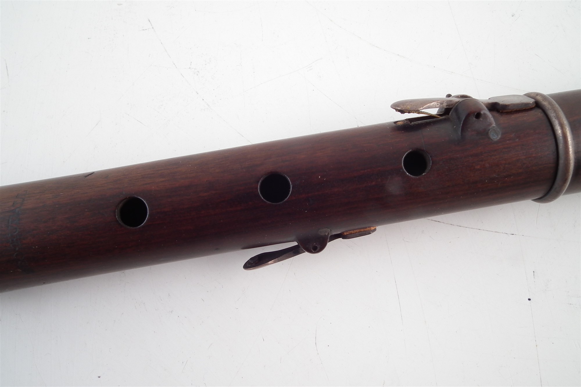 Four key flute by Geo. Rudall , (in F A=440) of Cocus wood, stamped with 5 Clements Inn London - Image 5 of 8