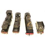 Three various 'O' gauge Bing/Bassett Lowke based locomotives and one tender, hand painted and