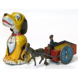 Tin plate Lehmann horse and cart (NA-08-680) and Japanese tin plate N.G.S. dog. Condition reports