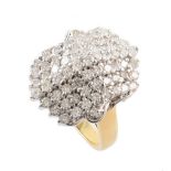 Diamond multi-tier fancy cluster ring , the multi-tier cluster claw set with small round brilliant