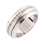 Diamond 14ct white gold eternity ring with rotating diamond channel set centre, matte and polished