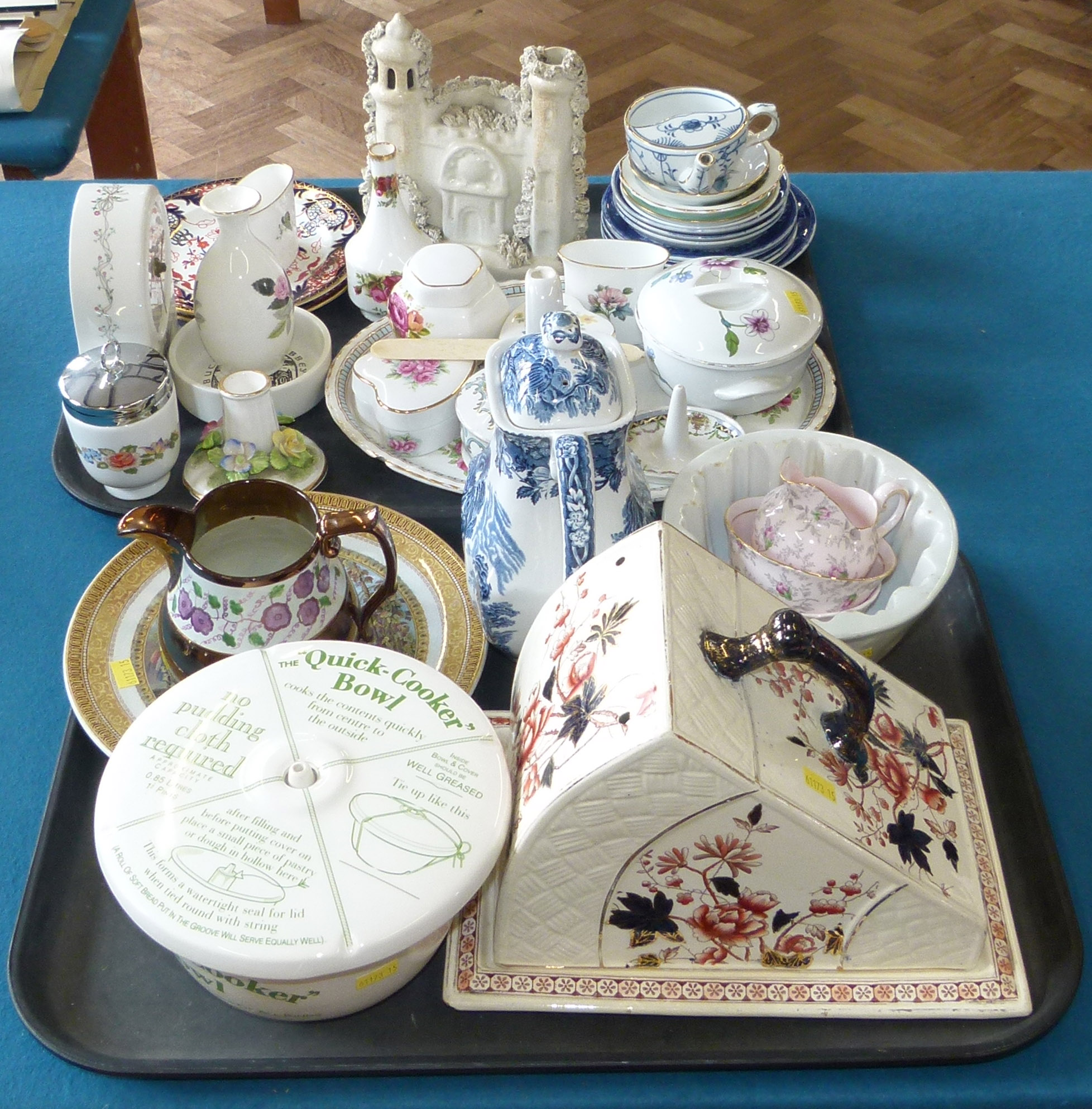 "The Quick Cooker Bowl", pottery jelly mould, large Victorian cheese dish and cover, Pratt "The