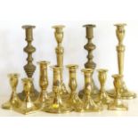 Six pairs of Gorgian/Victorian candlesticks Condition reports are not available for Interiors