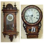 Two Victorian wall clocks. Condition reports are not available for Interiors Sales.