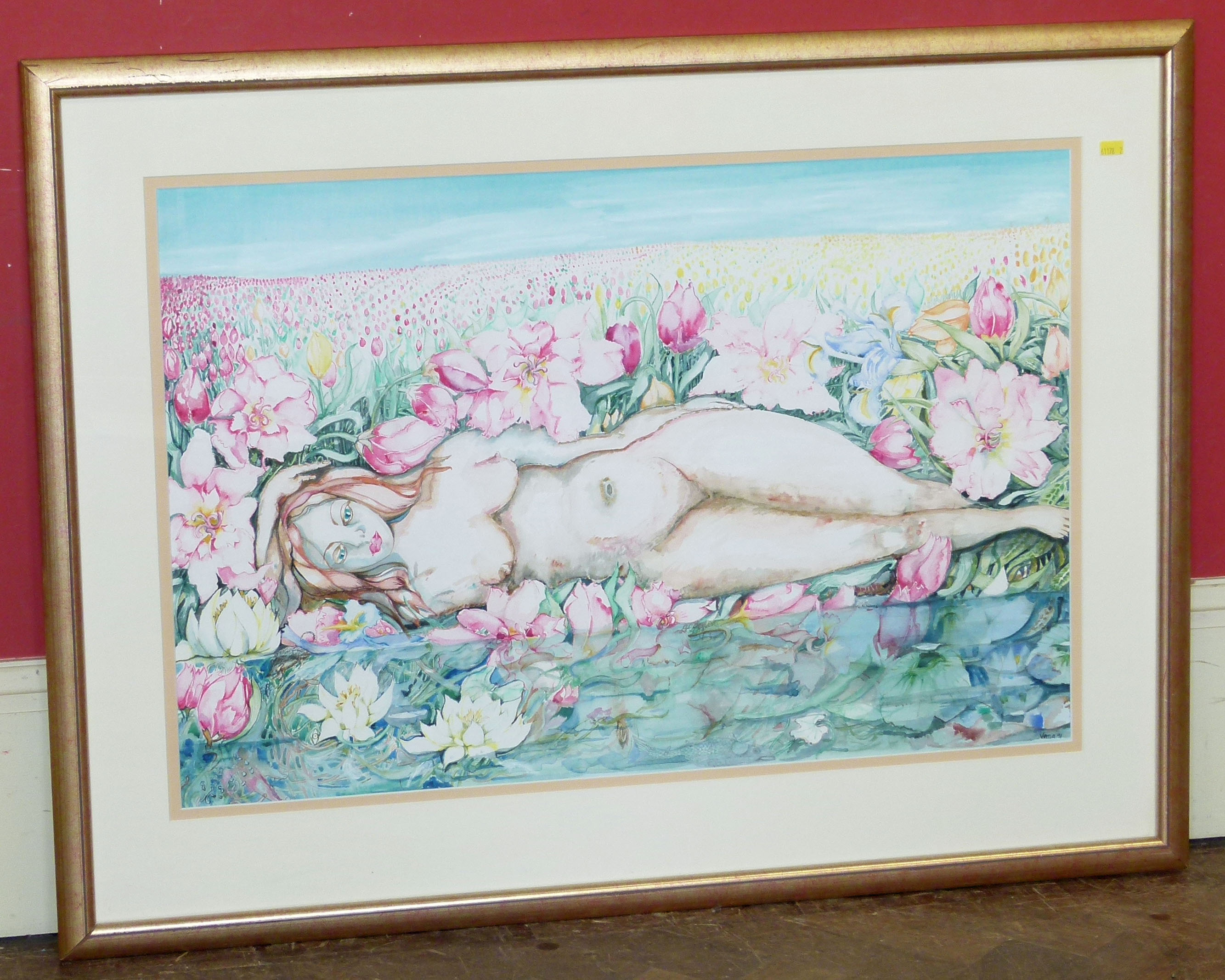 Verna Bramwell, "Tulip-Nudes", watercolour painting. Condition reports are not available for