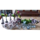 A quantity of mixed artificial flowers, vases and glass candle holders Condition reports are not