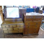 Early 20th century oak dressing table and similar tall-boy. Condition reports are not available