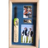 Cased autographed small bat signed Ashes Captains Strauss and Ponting (2009). Condition reports