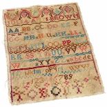 Victorian woolwork sampler Julia Ann Brown 16 x 12". Condition reports are not available for this