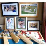 Four autographed cricket bats, Middlesex Crusaders (Winners 2008), Gloucester C.C. (2000),