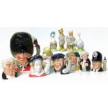 Seven Royal Doulton character jugs, also five Royal Albert Beatrix Potter figures. Condition reports