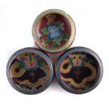 Three Chinese cloisonne bowls, late 19th century, (3) 21cm diameter Condition reports are not