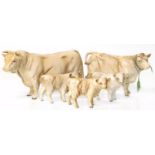 Beswick Charolis cow set together with two extra calves (Tiny hoof chip to one calf, the rest are