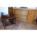 Remploy glazed bookcase and fold-over card table. Condition reports are not available for this