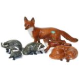 Three Beswick foxes and three badgers (Condition: no damage or restoration) Condition reports are