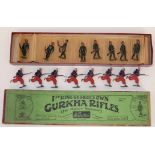 Boxed Britains Gurkha Rifles No. 197 and eight loose charging Zouave. Condition reports are not