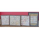 Four frames containing cigarette cards by John Players film stars. Condition reports are not