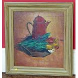 A Scottish oil painting of still life by Des Gorma Condition reports are not available for this