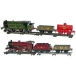 Hornby 4-4-2 clockwork GWR locomotive with green livery, Hornby 4-4-0 locomotive and tender and