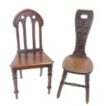 Jacobean style oak spinning chair 19th century mahogany hall chair Condition reports are not