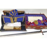 Masonic sword and scabbard together with two cases of Masonic regalia. Condition reports are not