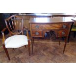 Georgian style kneehole table and modern Sheraton style arm chair Condition reports are not