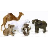 Beswick polar bear, small elephant, giraffe and two Koala bears (Condition: no damage or