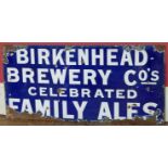 Enamel sign Birkenhead Brewery Co. Celebrated Family Ales 20" x 42" Condition reports are not