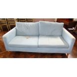 Two seater sofa with duck egg blue linen removable covers, purchased from John Lewis approximately