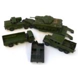 Unboxed Dinky Supertoys tank transporter (660), Centurion tank (651), 10 ton army truck (622)