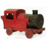 Black and red scratch built loco on four wheels Condition reports are not available for this