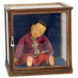 Glazed cabinet containing Chinese doll. Condition reports are not available for this auction