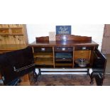 Early 20th century oak "Aw-Lyn" fitted sideboard with cellarette butlers tray, glasses, smokers