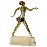 Bronze figure of a dancing girl on marble plinth. Condition reports are not available for this