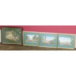 Four framed 19th century watercolour paintings to include one signed by O.Hedges and three