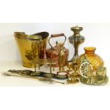 A collection of mixed Victorian and later copper and brass Condition reports are not available for