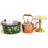 Georgian copper kettle, brass trivet and jam kettle Condition reports are not available for our