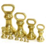Set of ten brass weights, some with Elizabeth II stamps to bases Condition reports are not available