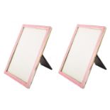 Pair of silver and pink enamel picture frames