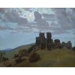 Frederick Marriott, "A Castle Ruin by Moonlight", oil.