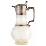 Victorian silver and cut glass claret jug