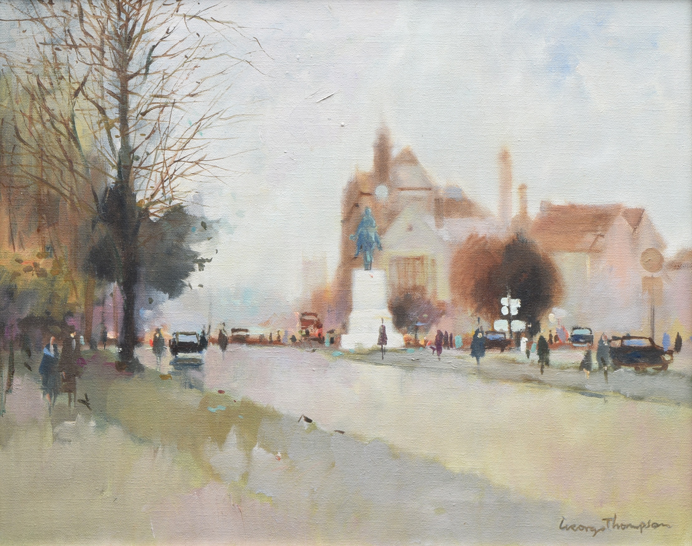 George Thompson, "Grosvenor Street, Chester", oil. - Image 2 of 2