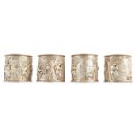 Boxed set of 4 silver napkin rings