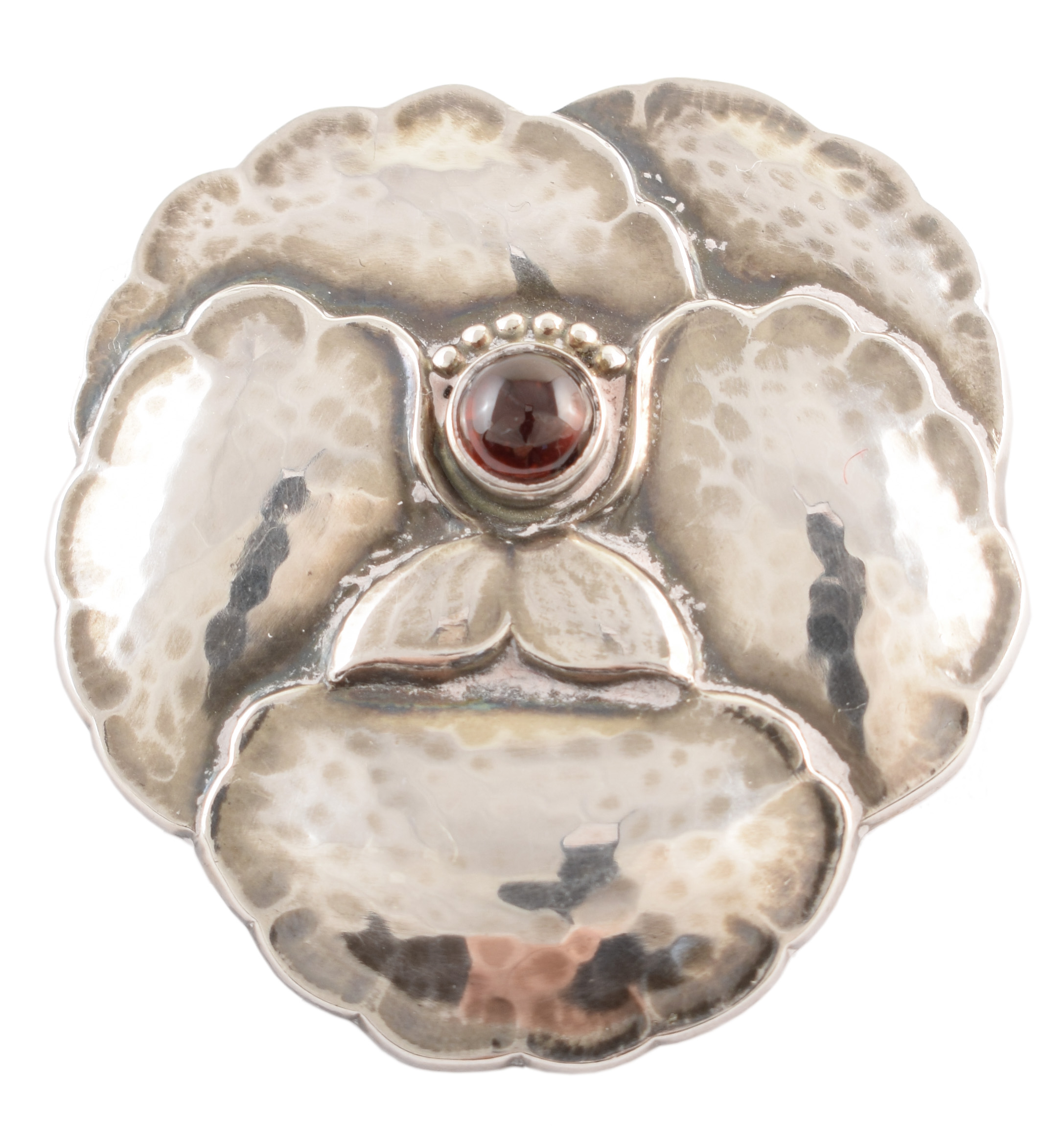 Georg Jensen garnet set flower head brooch