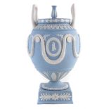 Wedgwood twin handled lidded vase